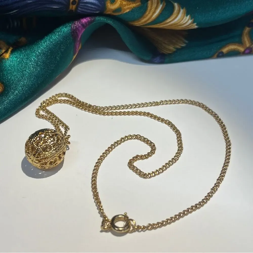 JUDY LEE VINTAGE 1950s Sphere Gold Tone Necklace 9”